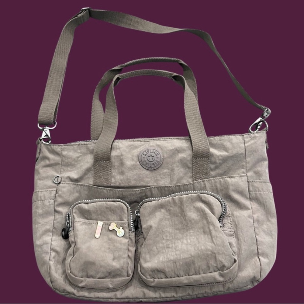 Kipling Taupe Nylon Shoulder Crossbody Bag